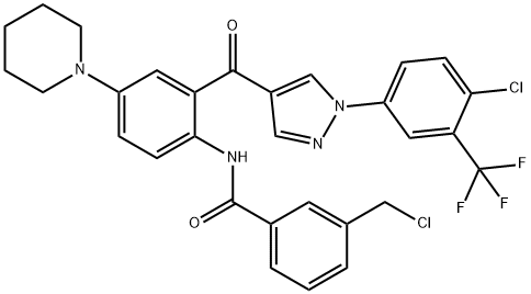 N-(2-(1-(4-Chloro-3-(trifluoromethyl)phenyl)-1H-pyrazole-4-carbonyl)-4-(piperidin-1-yl)phenyl)-3-(chloromethyl)benzamide