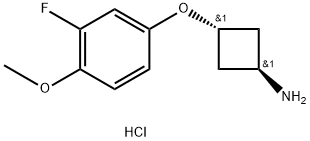 cyclobutanamine, 3-(3-fluoro-4-methoxyphenoxy)-, hydrochloride (11), trans-