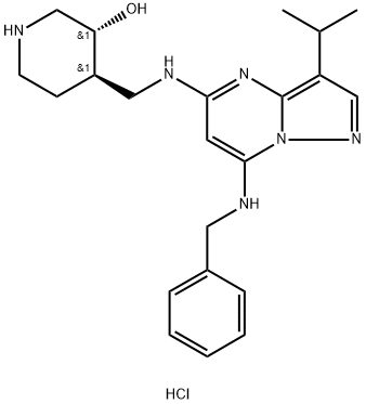 (3R,4R)-4-(((7-(Benzylamino)-3-isopropylpyrazolo[1,5-a]pyrimidin-5-yl)amino)methyl)piperidin-3-olhydrochloride