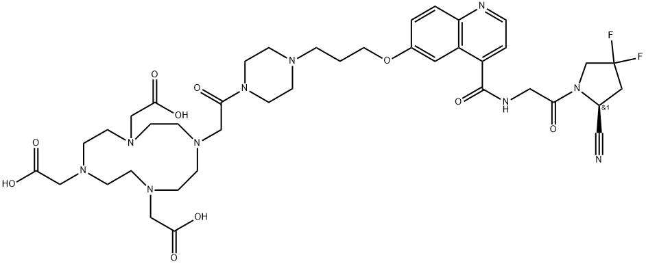 (S)-2,2',2''-[10-[2-[4-[3-[[4-[[2-(2-氰基-4,4-二氟-1-吡咯烷基)-2-氧代乙基]氨基甲酰基]-6-喹啉基]氧基]丙基]-1-哌嗪基]-2-氧代乙基]-1,4,7,10-四氮杂环十二烷-1,4,7-三基]三乙酸