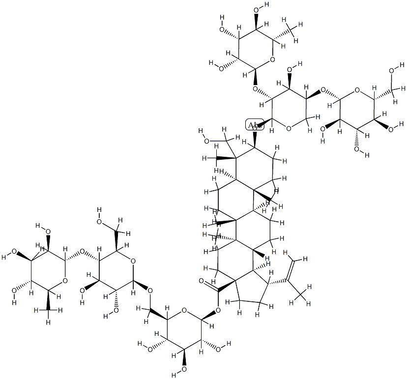 白头翁皂苷E;3-O--D-葡萄糖( 1&rarr;4)-[  -L-鼠李糖(1&rarr;2)]- -L-阿拉伯糖 23-羟基羽扇豆20(29)-烯-28&ndash;酸- 28-O-鼠李糖(1&rarr;4)葡萄糖(1&rarr;6)葡萄糖苷