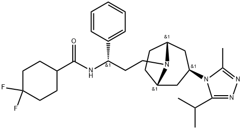 4,4-Difluoro-N-((S)-3-((1R,3R,5S)-3-(3-isopropyl-5-methyl-4H-1,2,4-triazol-4-yl)-8-azabicyclo[3.2.1]octan-8-yl)-1-phenylpropyl)cyclohexane-1-carboxamide