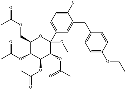 (3R,4S,5R,6R)-6-(乙酰氧基甲基)-2-(4-氯-3-(4-乙氧基苄基)苯基)-2-甲氧基四氢-2H-吡喃-3,4,5-三酯