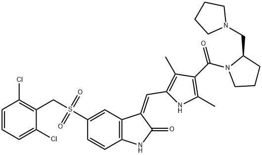 (2R)-1-[[5-[(Z)-[5-[[(2,6-二氯苯基)甲基]磺酰]-1,2-二氢-2-氧代-3H-吲哚-3-亚基]甲基]-2,4-二甲基-1H-吡咯-3-基]羰基]-2-(1-吡咯烷甲基)吡咯烷