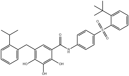 N-[4-(2-叔丁基苯磺酰基)苯基]-2,3,4-三羟基-5-(2-异丙基苯基甲基)苯甲酰胺
