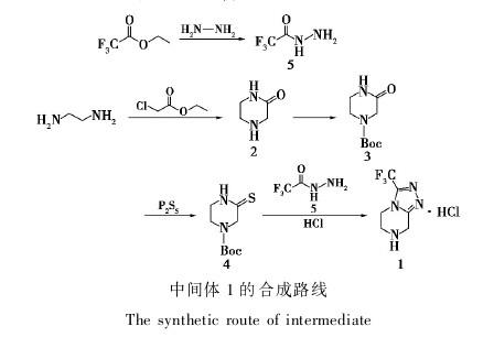 3-(三氟甲基)-5,6,7,8-四氢-[1,2,4]三唑并[4,3-a]吡嗪盐酸盐的he'c